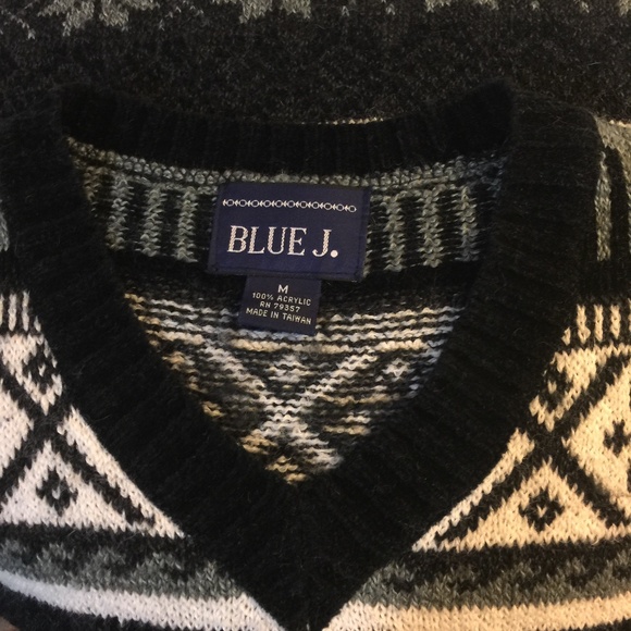 Vintage Knitted Sweater vest Snowflakes V Neck Pullover Sweater Sz Medium - Picture 2 of 9